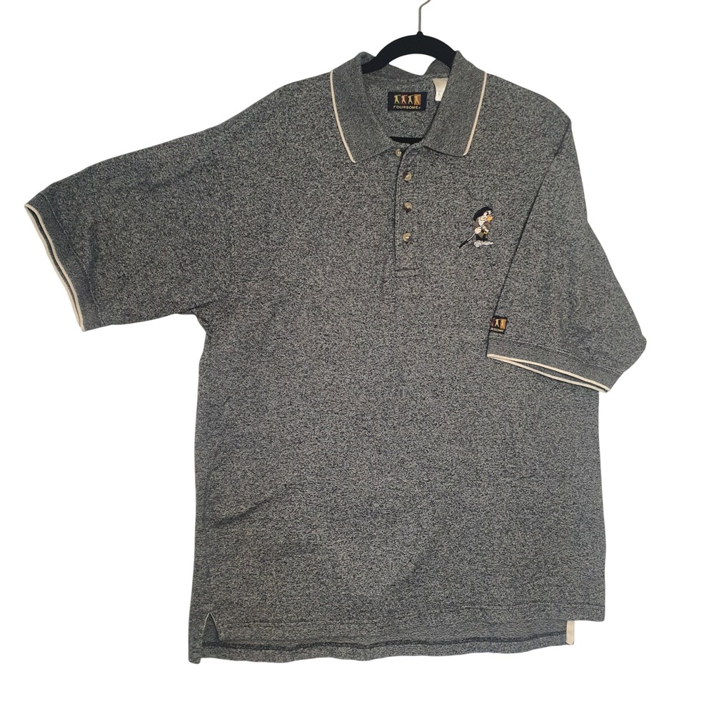 Disney Foursome Grumpy Golf Polo Shirt Mens XL Grey‎ Textured Cotton Walt Disney